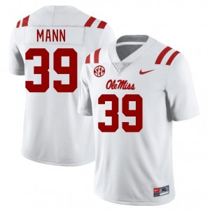 Mens #39 Skielar Mann Ole Miss White College Athletic-Fit Football Jersey - Authentic NCAA 22771-575