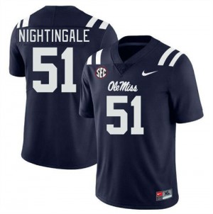 #51 Ole Miss Team-Specific Men Trey Nightingale Navy College Athletic-Fit Football Jersey - Authentic Licensed NCAA 97407-737
