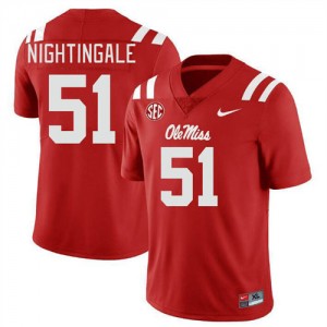 Team-Issued Men's Official Trey Nightingale #51 Ole Miss Rebels Red Football Player Microfiber Jersey 53124-353