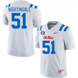 Subtle White Men's Football Trey Nightingale #51 Ole Miss Rebels University Double-Stitched Jersey 47688-260