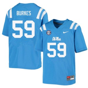 Power Blue Chain-Stitched College Football Jersey - Mens Tyler Burkes #59 Rebels On-Field (Licensed Official) 73938-208