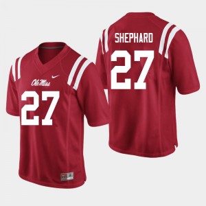 Red Long-Lasting College Football Jersey - Men Urriah Shephard #27 Rebels Iconic (Licensed Official) 84680-433