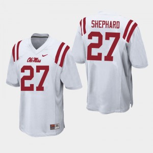 White Out Essential Men's Urriah Shephard Ole Miss #27 Athletic-Fit University Football Jersey 93640-767