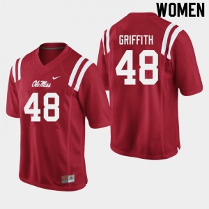 Red Out Essential Womens Andrew Griffith Rebels #48 Lightweight Player Football Jersey 47226-981