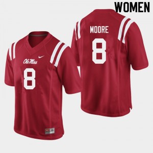 Iconic Women Elijah Moore #8 Rebels Red Long-Lasting University Football Jersey - Premium Licensed NCAA Gear 80015-840