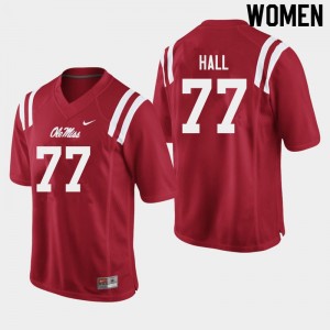 Women's #77 Hamilton Hall Rebels Red Player Chain-Stitched Football Jersey - Authentic NCAA 67610-755