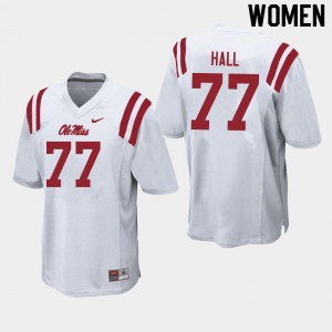 Exclusive Hamilton Hall #77 White Ole Miss Womens Football Applique Jersey - Official NCAA Licensed Collectible 63463-666