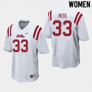 #33 Ole Miss Collectible Women Jonathan Hess White NCAA Applique Football Jersey - Authentic Licensed NCAA 36765-991