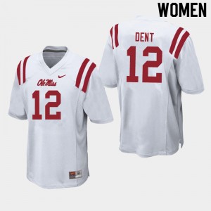 Exclusive Kinkead Dent #12 White Ole Miss Rebels Womens Football Double-Stitched Jersey - Official NCAA Licensed Collectible 67473-461