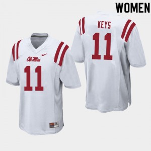 Team-Specific Women Austin Keys #11 Ole Miss White Athletic-Fit Player Football Jersey - Premium Licensed NCAA Gear 39365-575