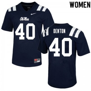 Exclusive Jalen Denton #40 Navy Ole Miss Rebels Womens Football Microfiber Jersey - Official NCAA Licensed Collectible 36561-590