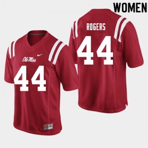 Women #44 Payton Rogers Ole Miss Rebels Red University Double-Stitched Football Jersey - Authentic NCAA 18457-527