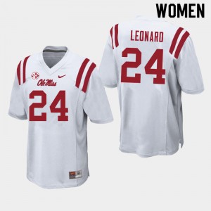 On-Field Women Official Deane Leonard #24 Rebels White Football College Chain-Stitched Jersey 36744-263