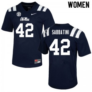 Compliance Certified Women Official Elijah Sabbatini #42 Ole Miss Navy Football Player Breathable Jersey 76552-781