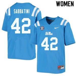 NCAA Fan Favorite: Women's Elijah Sabbatini #42 Powder Blue Ole Miss Rebels Microfiber Football Jersey 62198-597