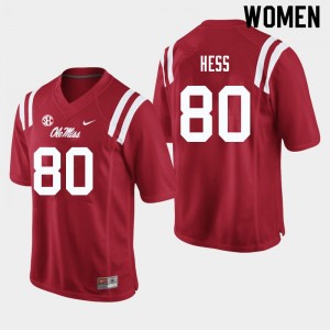 #80 Rebels Iconic Women Jonathan Hess Red Player Long-Lasting Football Jersey - Authentic Licensed NCAA 32057-487