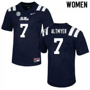 Women Compliance Certified Ole Miss #7 Luke Altmyer Navy Breathable College Football Jersey 94342-974
