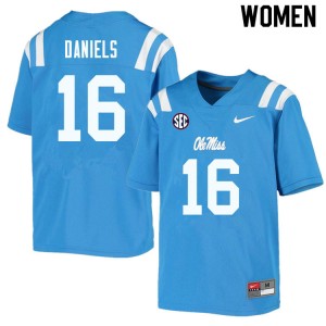 #16 Ole Miss Collectible Women's MJ Daniels Powder Blue Player Applique Football Jersey - Authentic Licensed NCAA 45654-305