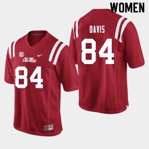 Team-Specific Women's Official Qua Davis #84 Ole Miss Red Football University Athletic-Fit Jersey 80423-186