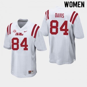 NCAA Fan Favorite: Womens Qua Davis #84 White Ole Miss Rebels Double-Stitched Football Jersey 32959-835