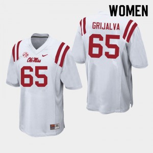 Women #65 Alec Grijalva Rebels White College Long-Lasting Football Jersey - Authentic NCAA 58981-183