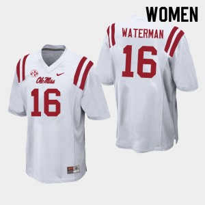 Compliance Certified Women's Braden Waterman #16 Ole Miss White Breathable High School Football Jersey - Premium Licensed NCAA Gear 10335-847