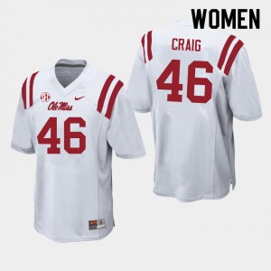 Game-Ready Women Harrison Craig #46 Rebels White College Chain-Stitched Football Jersey - Licensed Elite 71341-147