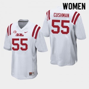 Easy Care White Women's Football Preston Cushman #55 Rebels University Lightweight Jersey 48292-517