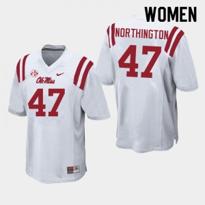 #47 Ole Miss Rebels Subtle Women Trustin Northington White Player Double-Stitched Football Jersey - Authentic Licensed NCAA 25744-697