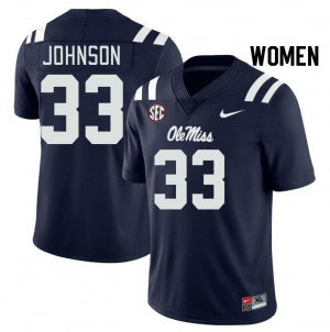NCAA Fan Favorite: Women Antione Johnson #33 Navy Ole Miss Athletic-Fit Football Jersey 72582-262