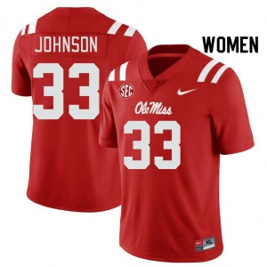 On-Field Red Womens Football Antione Johnson #33 Rebels NCAA Chain-Stitched Jersey 52875-175