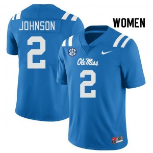 Women's Compliance Certified Ole Miss #2 Cedric Johnson Power Blue Breathable University Football Jersey 24570-193