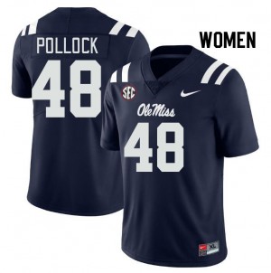 Team-Issued Women's Official Charlie Pollock #48 Ole Miss Rebels Navy Football College Microfiber Jersey 67987-994