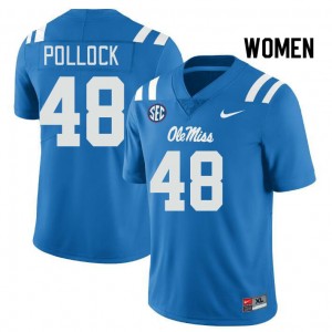 NCAA Fan Favorite: Womens Charlie Pollock #48 Power Blue Rebels Long-Lasting Football Jersey 62131-177