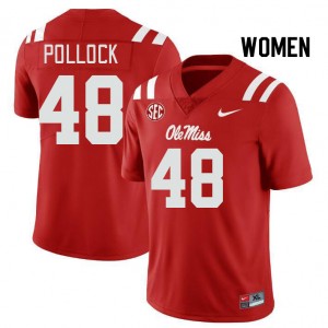 #48 Ole Miss Team-Specific Women Charlie Pollock Red High School Athletic-Fit Football Jersey - Authentic Licensed NCAA 42826-716