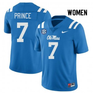 NCAA Fan Favorite: Women Deantre Prince #7 Power Blue Ole Miss Breathable Football Jersey 49574-224
