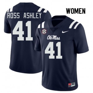 Iconic Womens Official John Ross Ashley #41 Rebels Navy Football College Long-Lasting Jersey 35207-820
