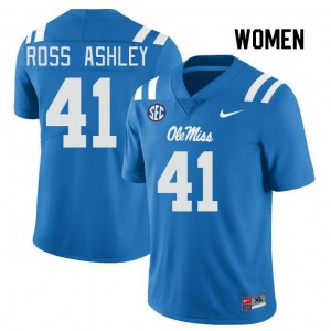 NCAA Fan Favorite: Women John Ross Ashley #41 Power Blue Ole Miss Athletic-Fit Football Jersey 64192-693