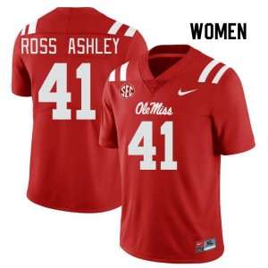 #41 Ole Miss Rebels Subtle Women's John Ross Ashley Red High School Double-Stitched Football Jersey - Authentic Licensed NCAA 81560-375