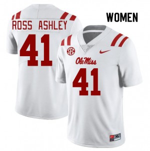 On-Field White Womens Football John Ross Ashley #41 Rebels Player Chain-Stitched Jersey 76732-593