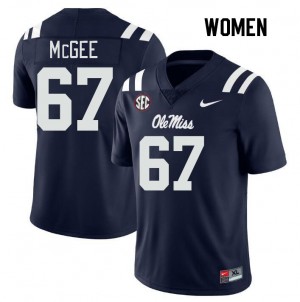 NCAA Fan Favorite: Womens Quincy McGee #67 Navy Ole Miss Applique Football Jersey 65127-143