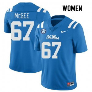 #67 Ole Miss Rebels Unused Women Quincy McGee Power Blue University Anti-Odor Football Jersey - Authentic Licensed NCAA 66888-914