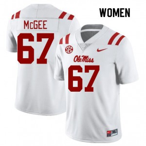 Game-Ready Womens Quincy McGee #67 Ole Miss White Player Breathable Football Jersey - Licensed Elite 19604-497