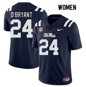 Unused Womens Official Richard O'Bryant #24 Ole Miss Rebels Navy Football University Anti-Odor Jersey 83294-503