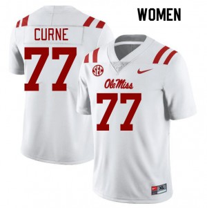 Women Team-Issued Ole Miss Rebels #77 Victor Curne White Microfiber Player Football Jersey 69753-286