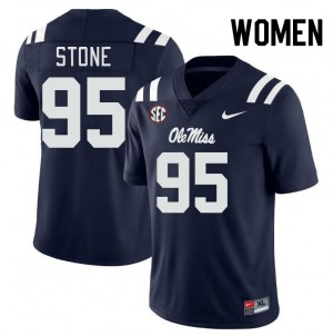Team-Specific Women Akelo Stone #95 Ole Miss Navy Athletic-Fit Player Football Jersey - Premium Licensed NCAA Gear 97577-477