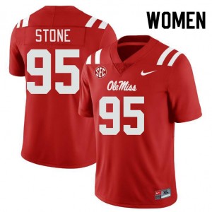 Red Out Essential Womens Akelo Stone Rebels #95 Chain-Stitched College Football Jersey 82875-433