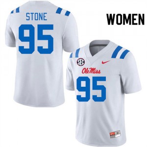 Collectible White Womens Football Akelo Stone #95 Ole Miss Player Applique Jersey 22194-759