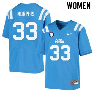 Exclusive Austin Morphis #33 Power Blue Rebels Womens Football Lightweight Jersey - Official NCAA Licensed Collectible 56346-806