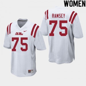 NCAA Fan Favorite: Women Bryce Ramsey #75 White Ole Miss Rebels Anti-Odor Football Jersey 98389-804